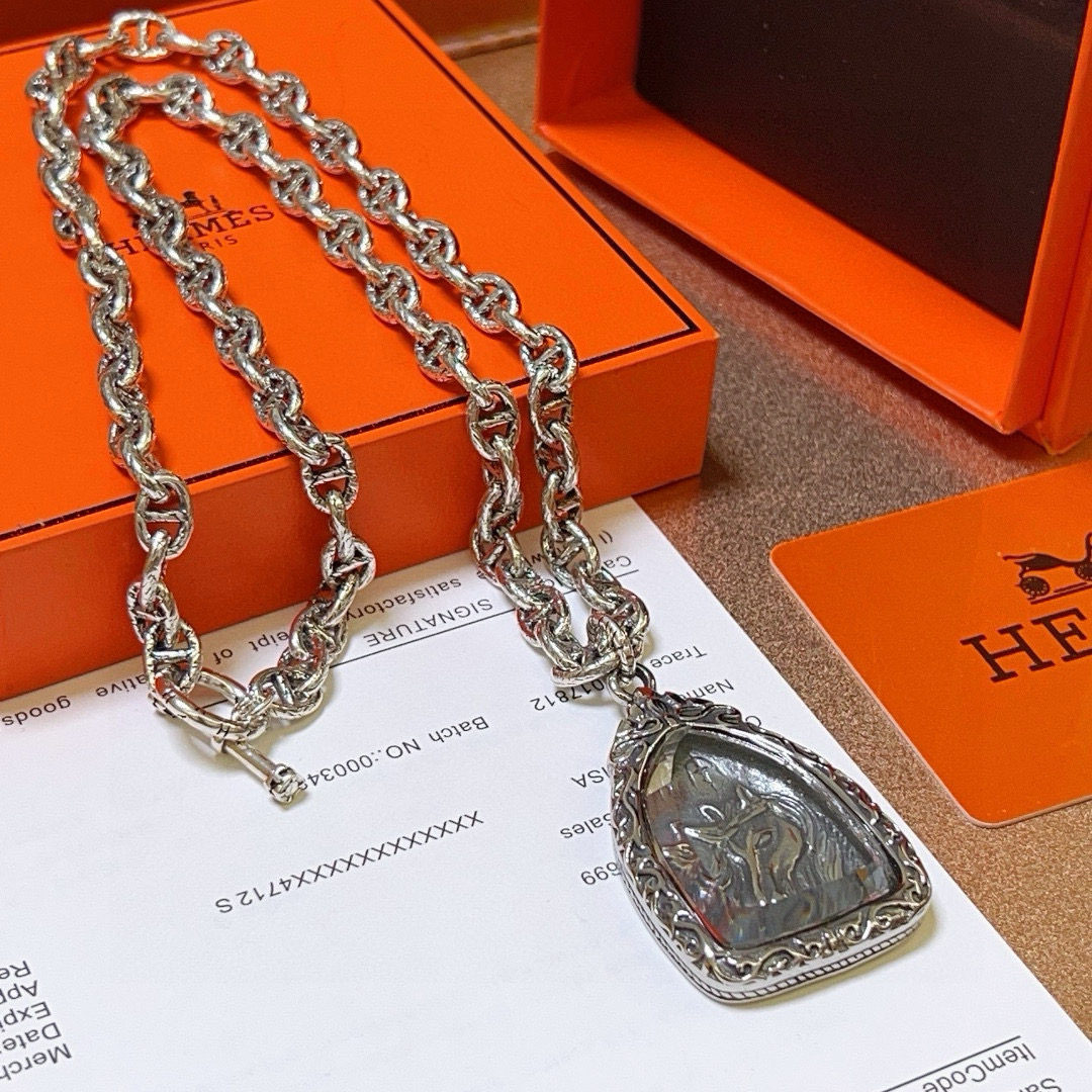 Hermès necklace, Hermès necklace series jewelry, imported and customized. High-end chain, classic match, a must-have for men and women!