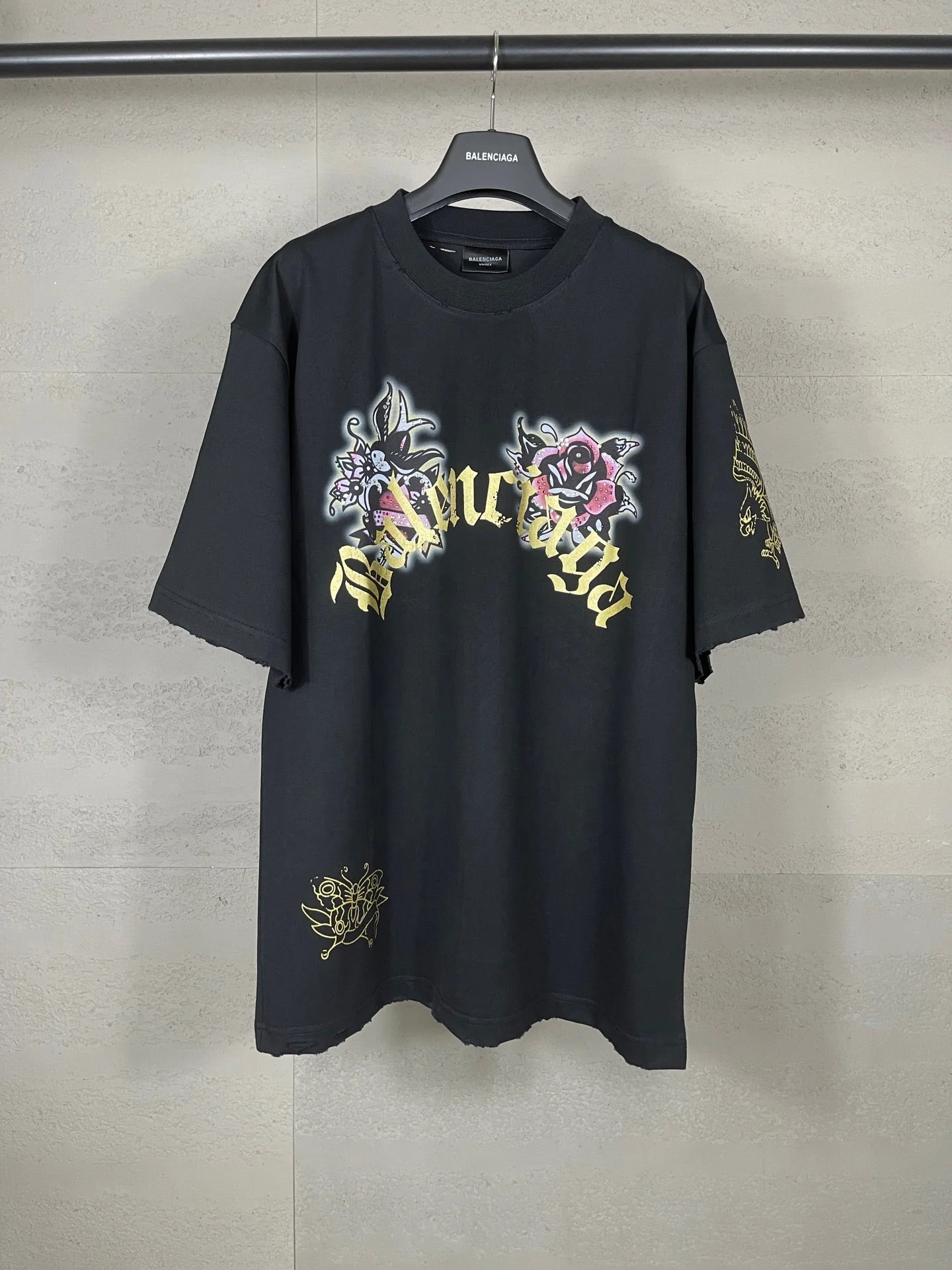 Front & Back Rhinestone Destroyed T-Shirt