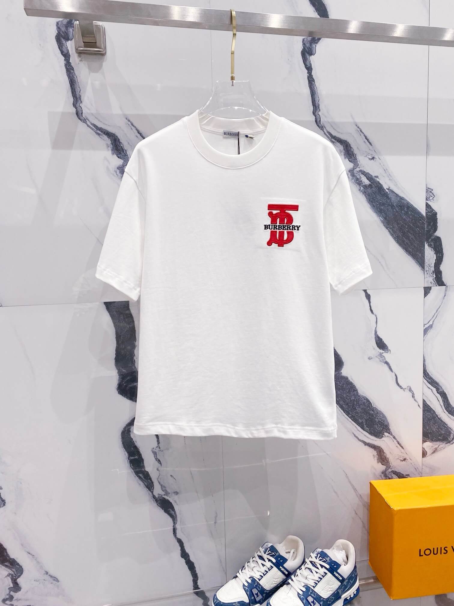 Red Pattern Embroidery T Shirt