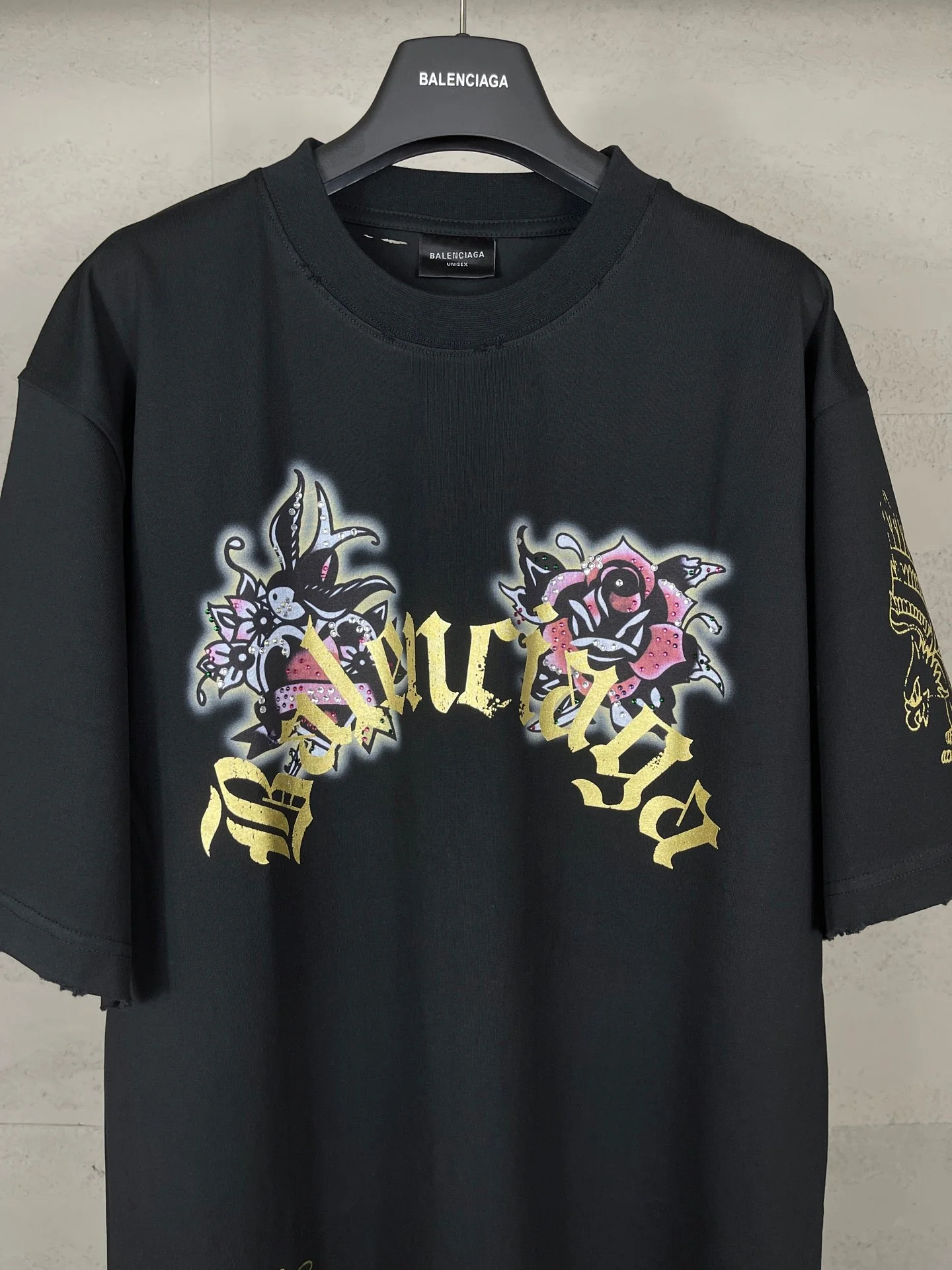 Front & Back Rhinestone Destroyed T-Shirt