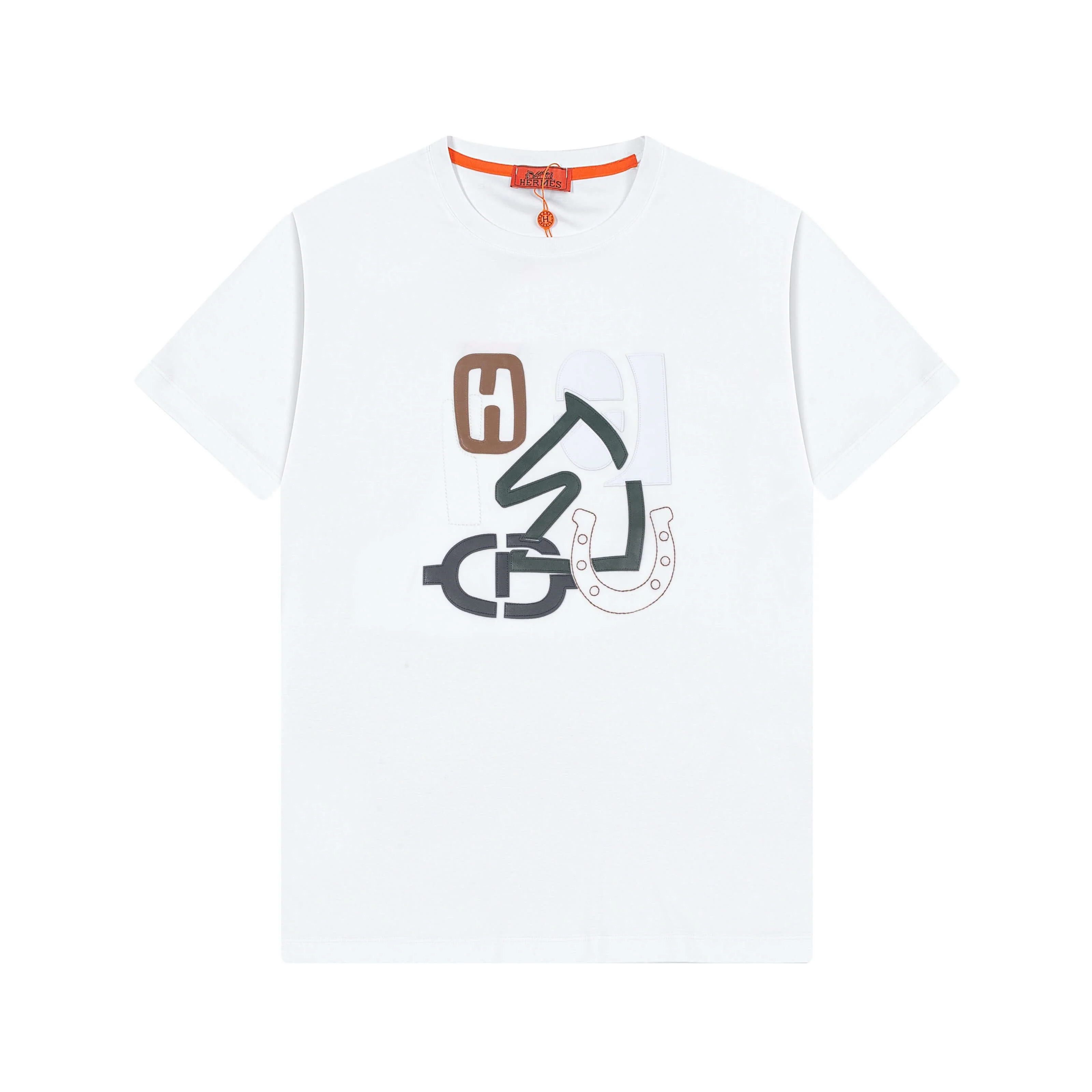 Leather Patch Embroidery T-Shirt