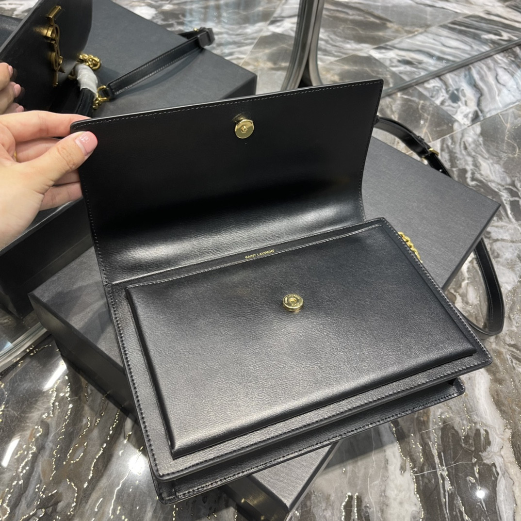 Ysl Sunset Medium Top Handle In Smooth Leather